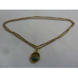 9ct gold Albert chain with a bloodstone swivel seal pendant