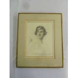 Pencil drawing of a lady dated 1926, indistinctly signed - 27.5 x 21cm