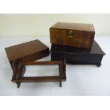 A mahogany stationery box, a mahogany music stand and two cutlery boxes