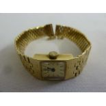 Bueche Girod 9ct gold ladies wristwatch on integral bracelet