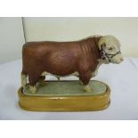 Royal Worcester Hereford bull on raised oval plinth (1959)