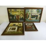 E. Vincente oils on canvas of French street scenes all signed bottom left to include certificates