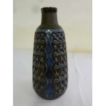 1960s blue brown decorative vase - impressed marks to base