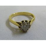 18ct yellow gold diamond solitaire ring (diamond approx .35 pts)