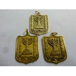 Three Israeli gold pendants tested 18ct