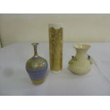 A Belleek vase, a Rosenthal studio vase, and a studio pottery vase