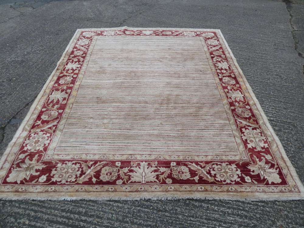 Afghan Zeigher carpet with red border - 298 x 240 m