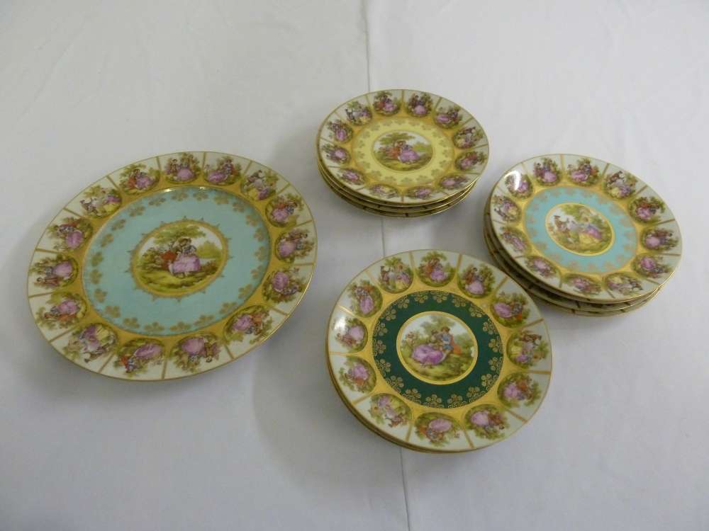 JKW Alt Wien cake plate and twelve sandwich plates