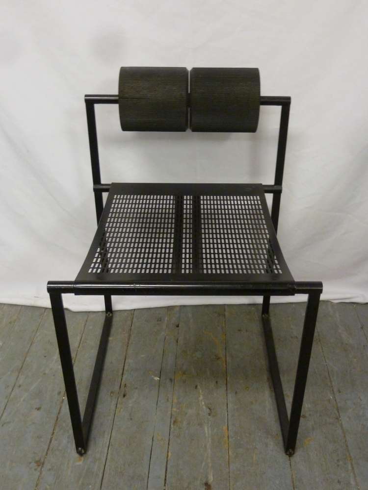 Modernist black metal chair by Alias of Italy circa 1970s