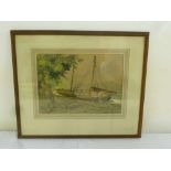 Frederick Coulson Davis watercolour of boats, signed bottom right - 26.5 x 36.5cm