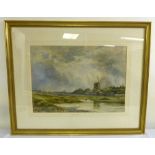 Charles Fox watercolour of the Windmill at Hitchin Common, monogrammed bottom left - 48 x 67cm
