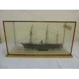 A scale model of Alabama the steam auxiliary warship in glazed wooden case - A/F
