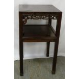 Chinese hardwood side table, rectangular, pierced and carved on four rectangular legs