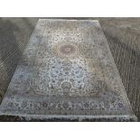 Hereke silk carpet with ivory field and border - 277 x 185cm