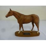 Beswick model of Grundy the racehorse on wooden plinth