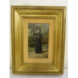 Charles Baptiste Schreiber oil on board of a cleric, signed bottom right - 28 x 16.5cm