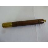 A single drawer brass telescope with leather cover by Nugent Wells with later inscription