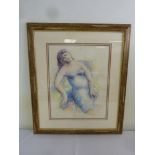 May Wood watercolour and pastel of a lady, signed bottom left - 60 x 46cm