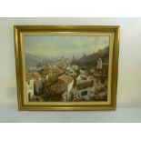 Manuel Cuberos oil on canvas of a Spanish mountain village signed bottom right - 63.5 x 79cm