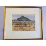 Ken Howard watercolour of Mont St Michel signed bottom right, provenance to verso - 18 x 25cm