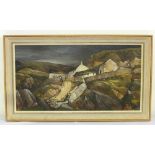 Stephen Bunce oil on board of a Derbyshire landscape (Hill Farm) monogrammed bottom right - 44 x