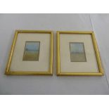 Greg Ryder a pair of miniature framed and glazed watercolours 7 x 5cm