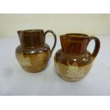 Two Doulton lambethware harvest jugs