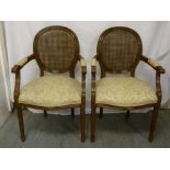 Pair of occasional chairs with upholstered seats and bergere backs