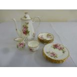 Royal Albert American Beauty part coffee set to include coffee pot, five saucers, six side plates,