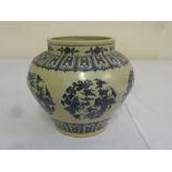 A Chinese Ming style blue and white porcelain vase, baluster form decorated with phoenix and