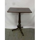 Victorian mahogany wine table, rectangular top on three scrolling legs