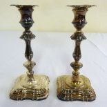 Pair of silver candlesticks by Mappin and Webb in 18th century style, Sheffield 1938