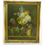 M. Antone oil on canvas still life of flowers, signed bottom right - 59 x 49cm