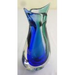 Murano signed blue glass vase