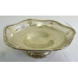 Silver fruit bowl with bar pierced border on raised base, Sheffield 1910 by Henry Atkins