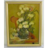 Grigorian still life of flowers oil on panel, signed bottom right - 77 x 54cm