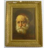 Oil on panel of an elderly gentleman, signed bottom right - 31 x 22cm