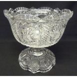 Cut glass crystal punch bowl on removable cake stand