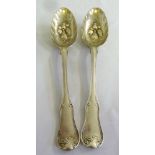 A pair of Victorian silver berry spoons by George Adams, London 1867