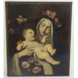 Oil on canvas of Madonna and Child - 61.5 x 51.5cm
