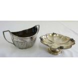 Silver sugar bowl and a Continental white metal bonbon dish