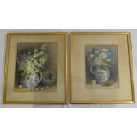 F. E. Foster two watercolours still life of flowers, signed bottom right - 30.5 x 26.5cm