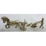 Silver figural group of a farmer and horse pulling a plough, London import marks 1893