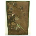 Chinese painting of birds and flowers in rectangular frame A/F - 70.5 x 43cm