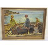 Elizabeth Stanhope Forbes oil on panel of children in a boat, signed bottom right - 49 x 69.5cm