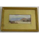 G. C. Stanfield watercolour of a beach scene, monogrammed bottom right - 5.5 x 14cm