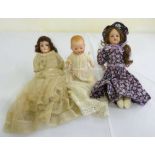 Three late 19th century Armand Marseille dolls with bisque heads