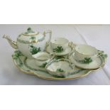 Herend tea for two set to include tray, teapot, cups, saucers, milk jug and sugar bowl