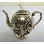 An early 20th century Chinese miniature silver teapot - marks to the base