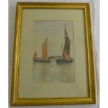 J. Harris watercolour of sailing boats, signed bottom right - 25.5 x 16cm